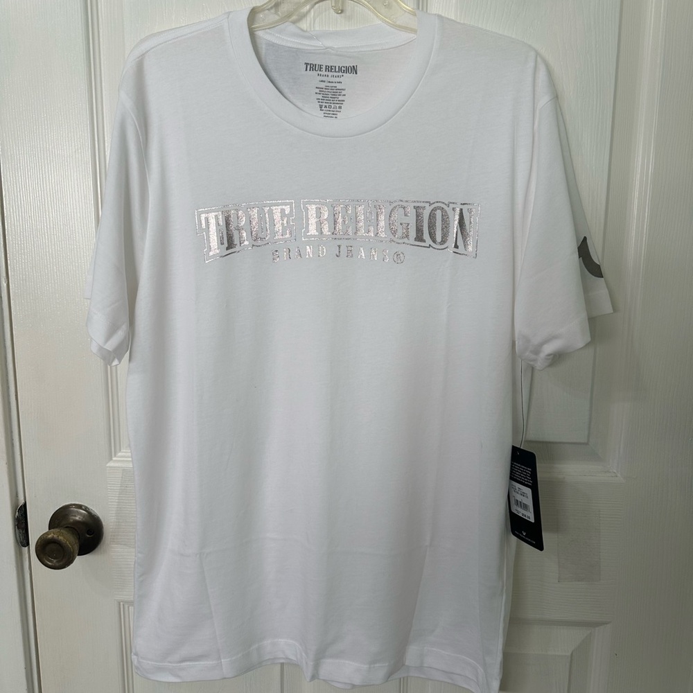 True Religion Silver Logo White Tee